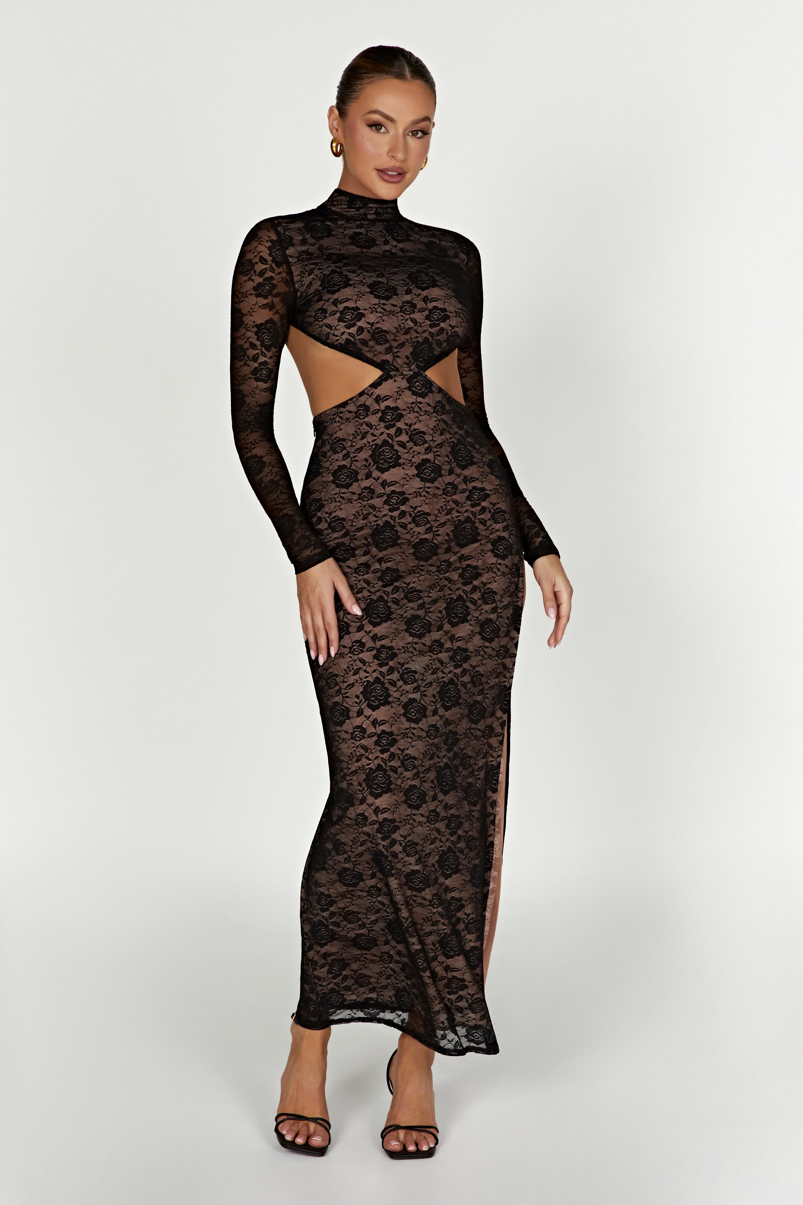 Black outlet Lace Maxi Gown