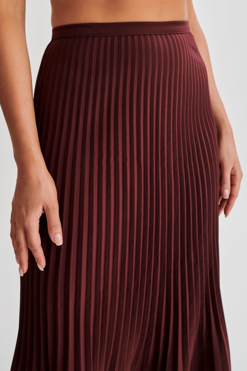 Twyla Pleated Suiting Maxi Skirt - Plum