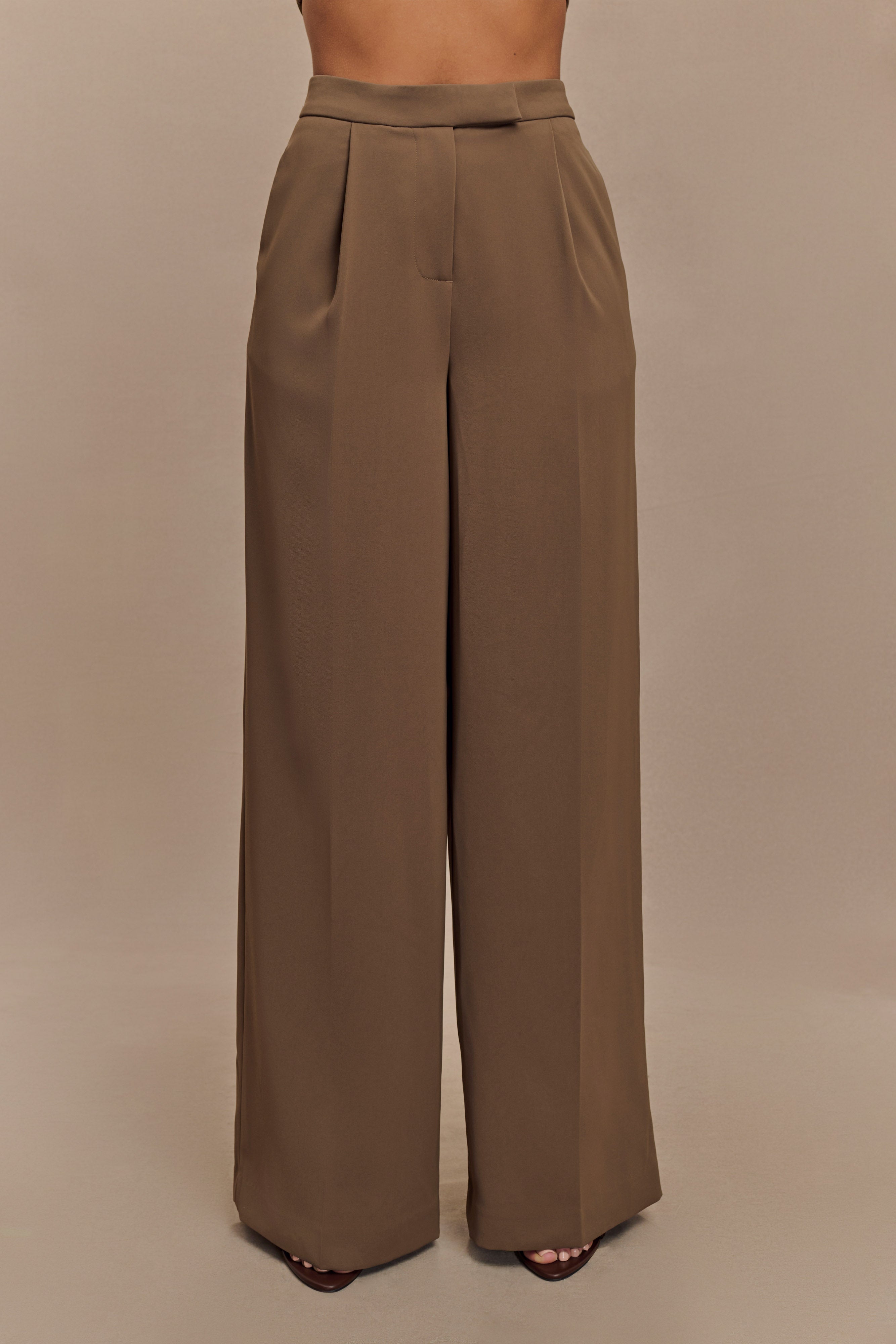 Faith Suiting Wide Leg Pant - Cacao Brown