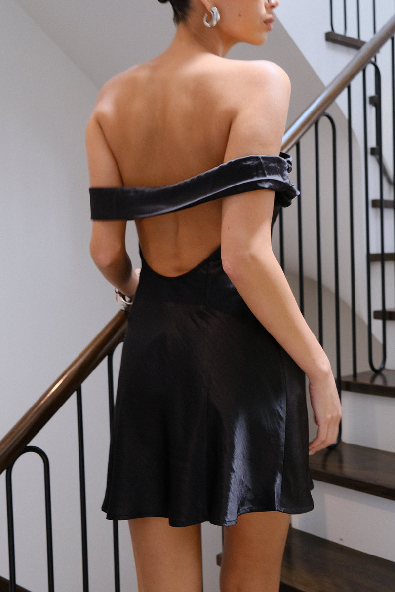Everleigh Strapless Sequin Mini Dress - Black - MESHKI U.S