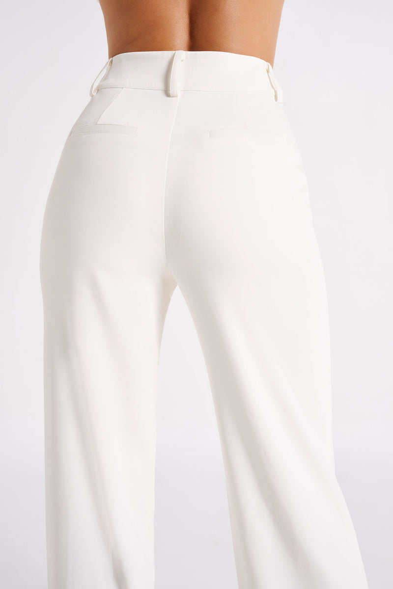 Mhina Trousers - High Waisted Split Hem Tailored Trousers in Toffee