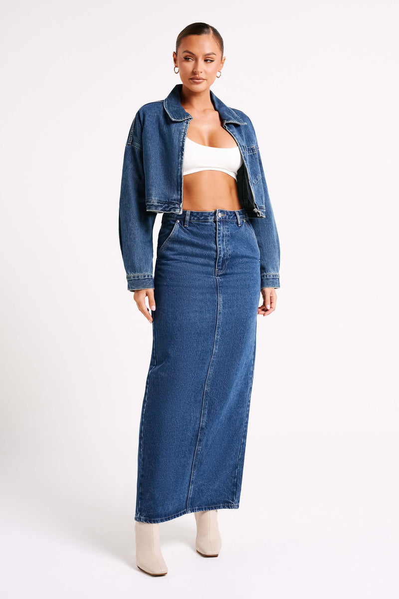 Illona Denim Maxi Skirt - Dark Blue