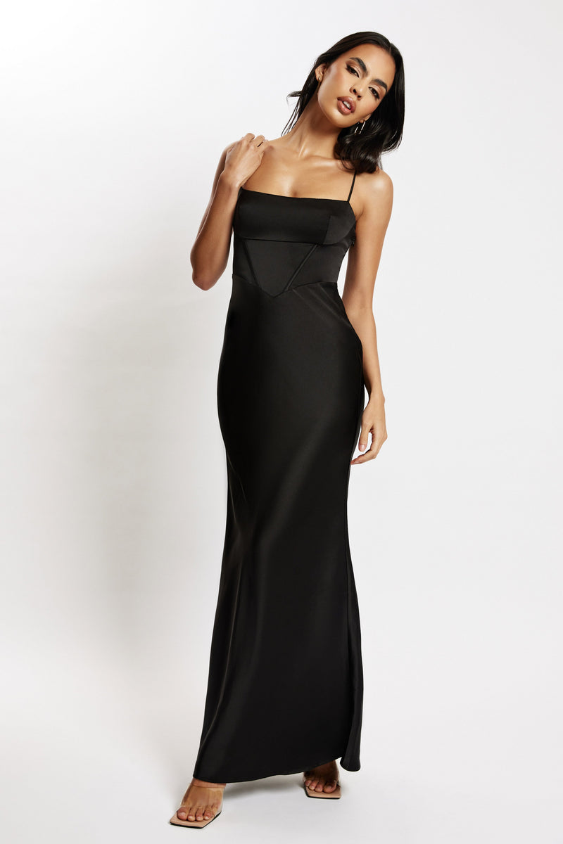 Desirie Corset Maxi Dress - Black