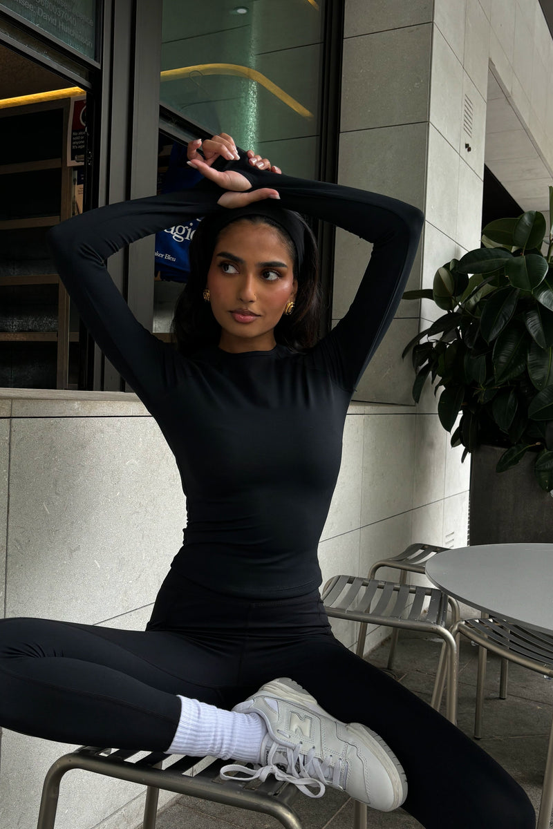 Meshki Activewear Tops  Womens Greta Zip Up Long Sleeve Crop Top