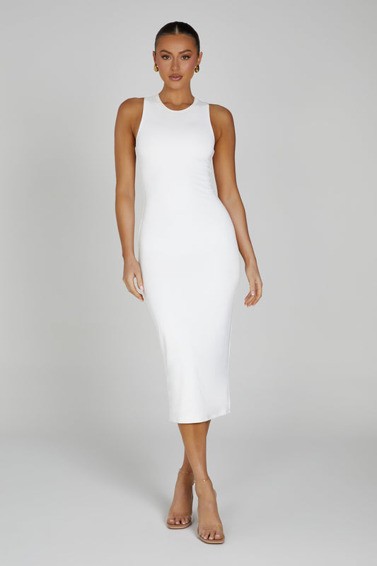 Jill Sleeveless Tank Midi Dress - White