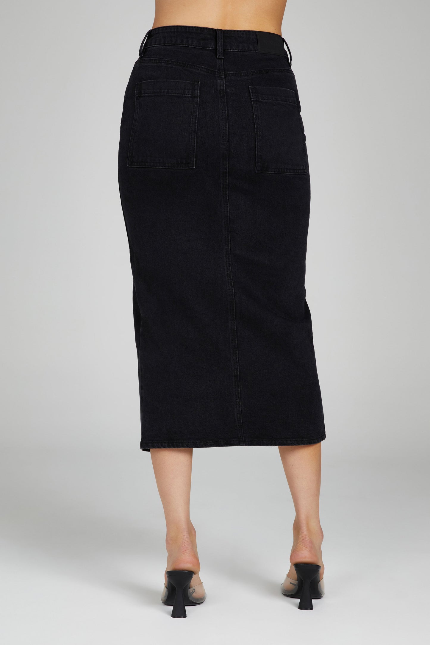 Acacia Denim Midi Skirt - Washed Black