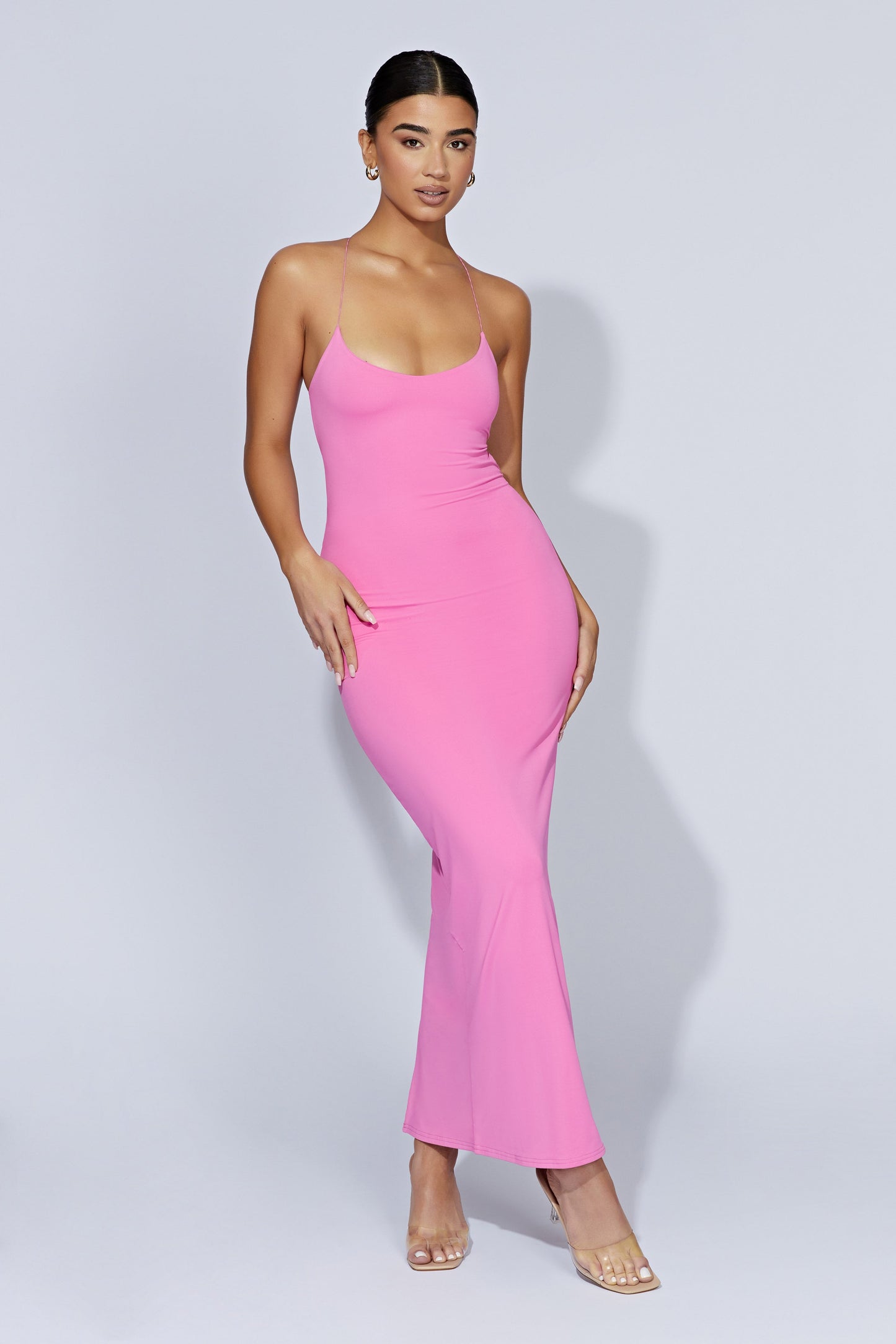 Sabine Backless Maxi Dress - Bubblegum Pink