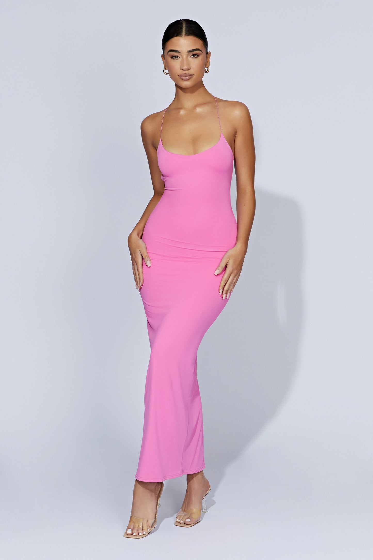 Sabine Backless Maxi Dress - Bubblegum Pink