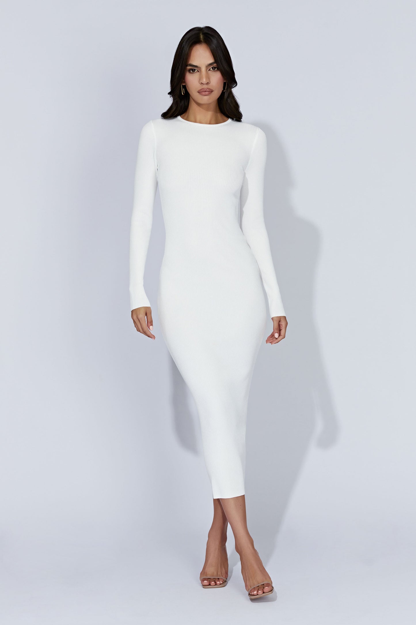 Rowen Long Sleeve Midi Dress - White