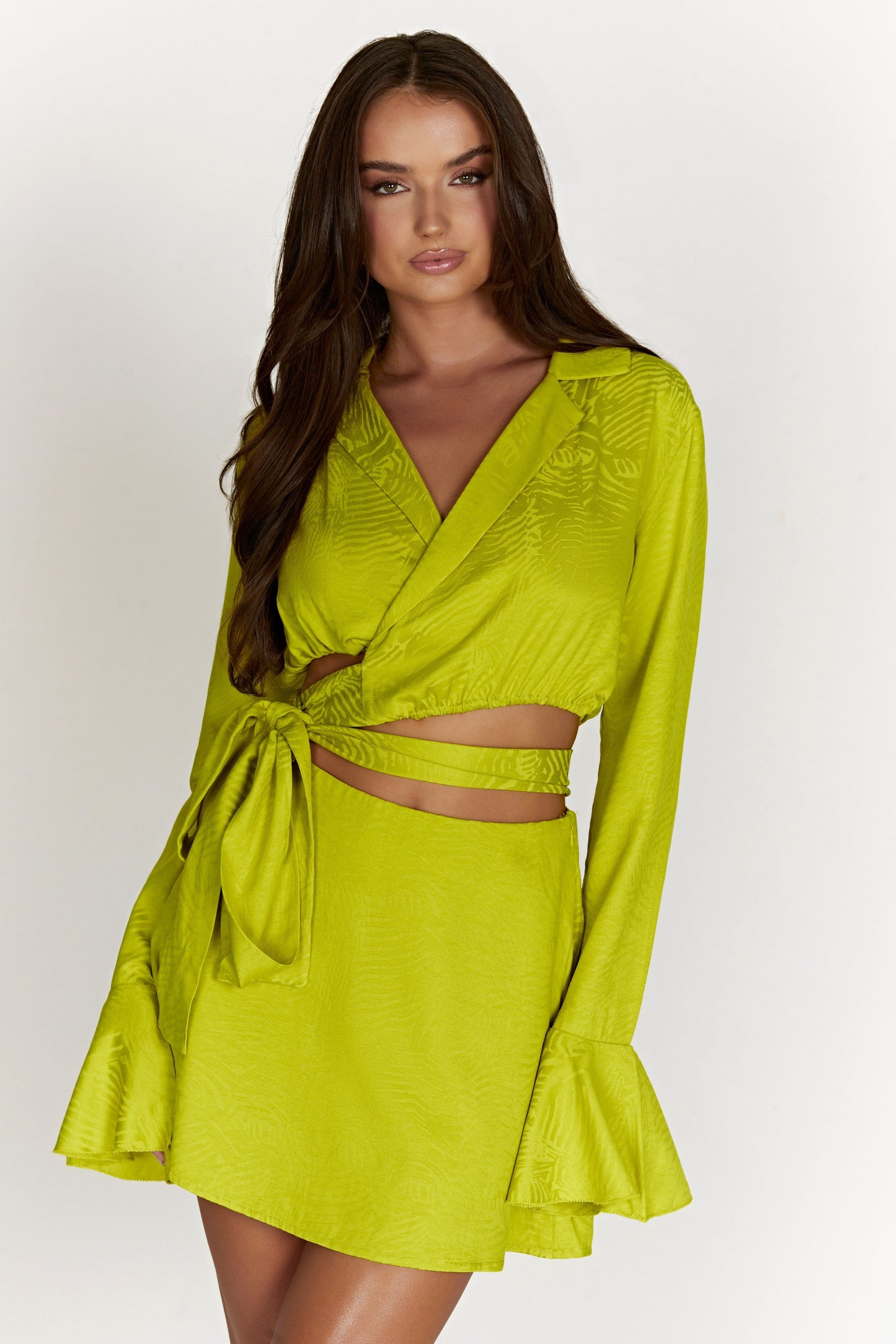 Annalise Wrap Top - Chartreuse