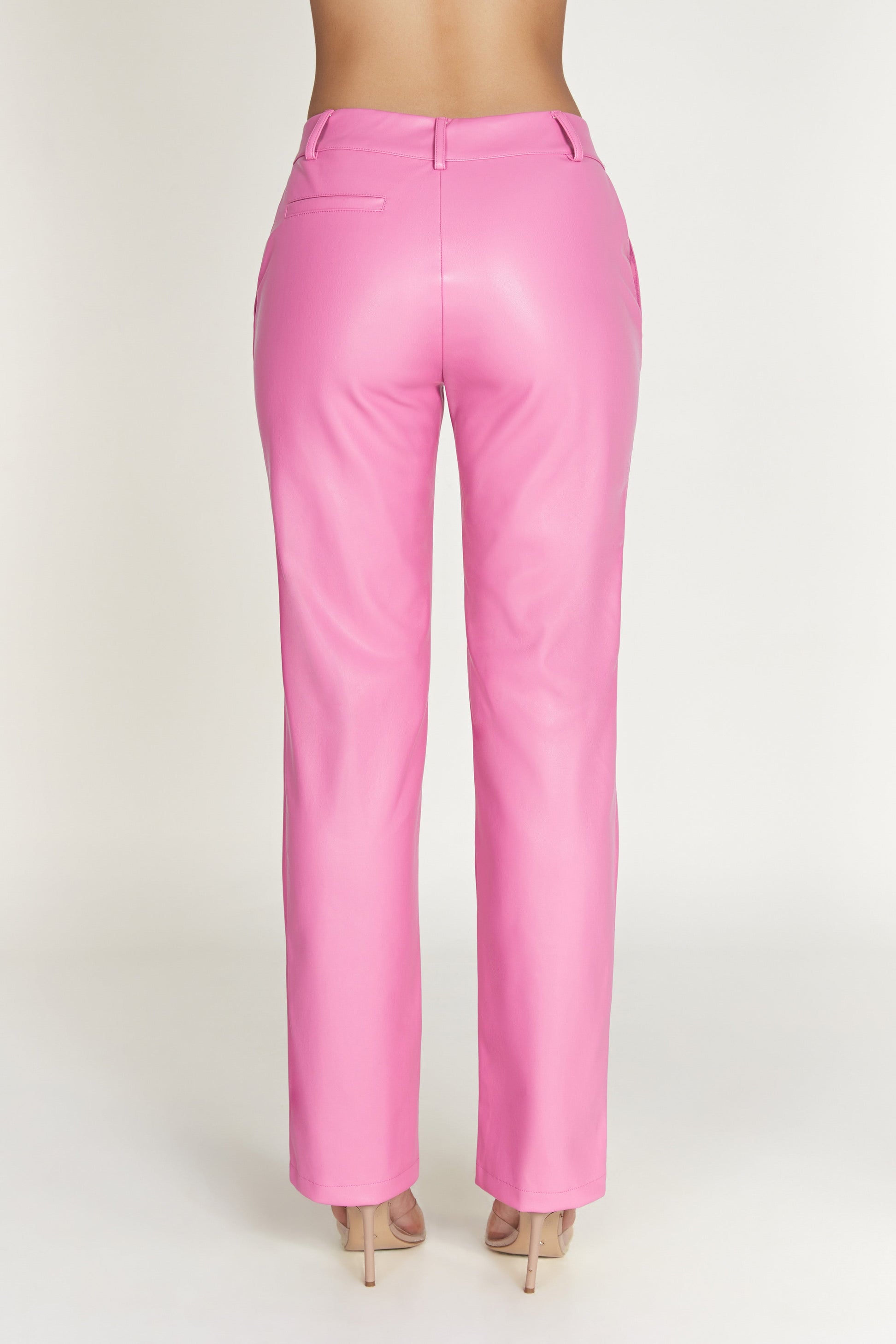 Matilda Slouchy Low Rise Faux Leather Pant - Rose Pink - MESHKI U.S