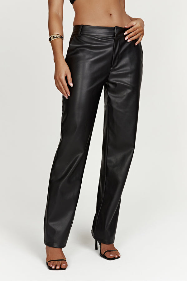 The Luna High Waist Faux Leather Trousers In Black • Impressions Online  Boutique