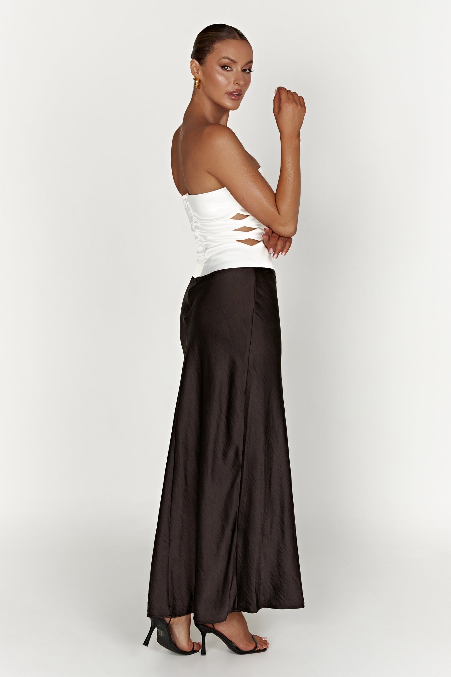 Brooklyn Two Tone Strapless Maxi Dress - Black