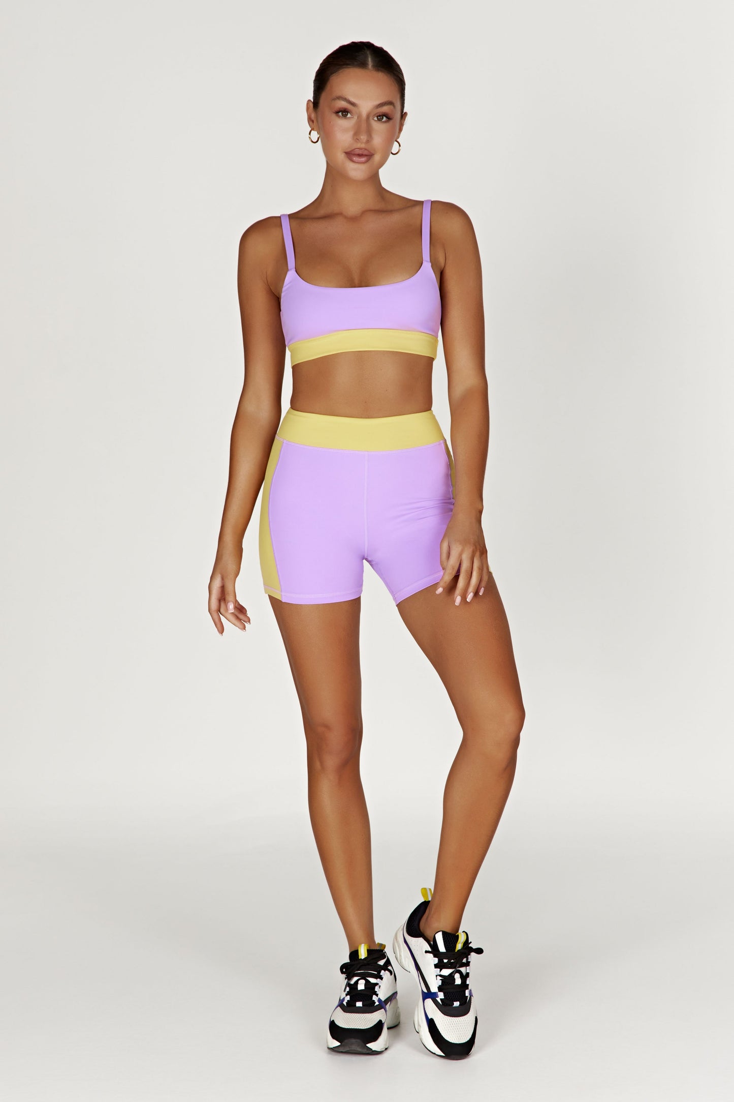 Nickie Two Tone Sports Bralette - Lilac/Yellow