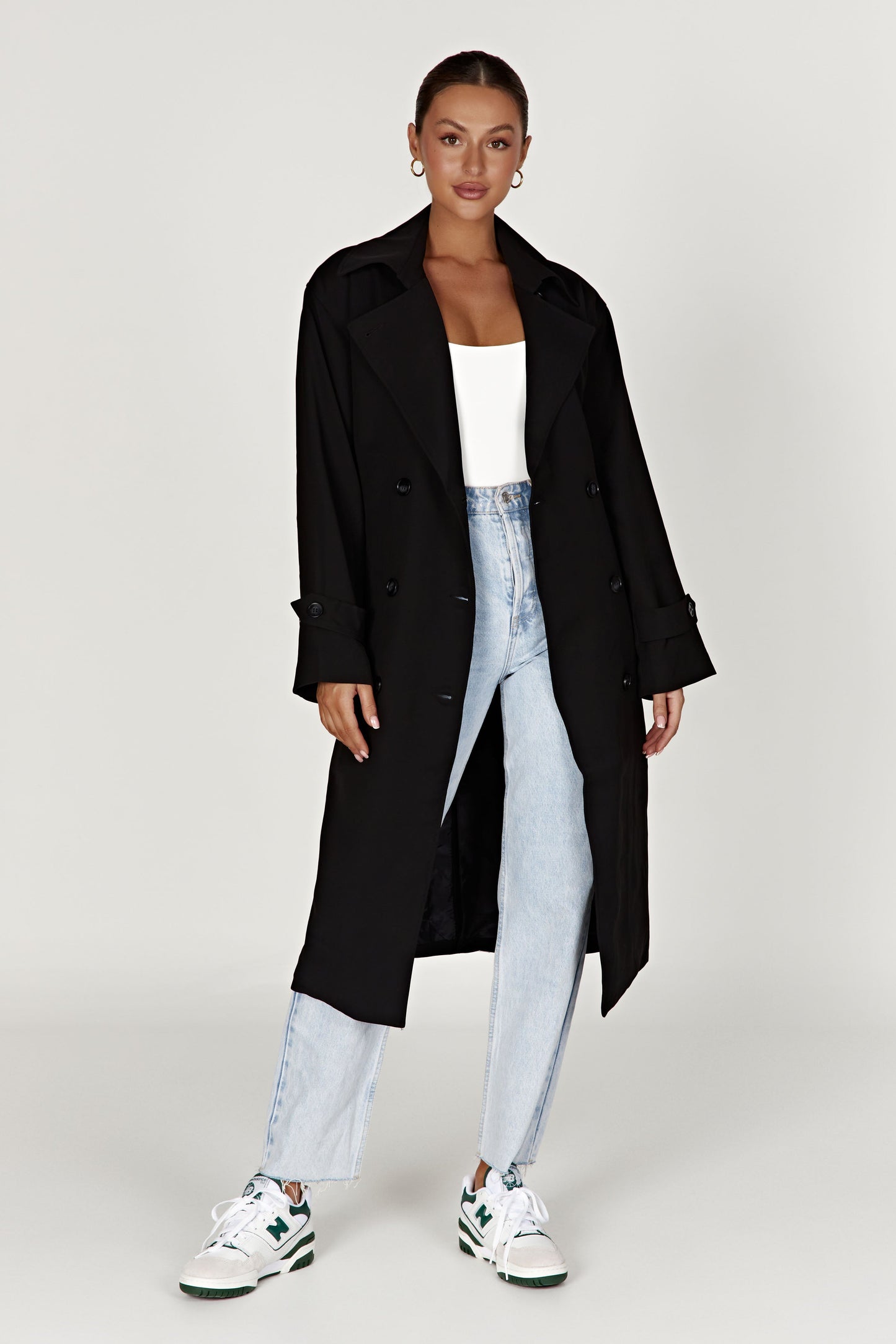 Keily Super Oversized Trench Coat - Black