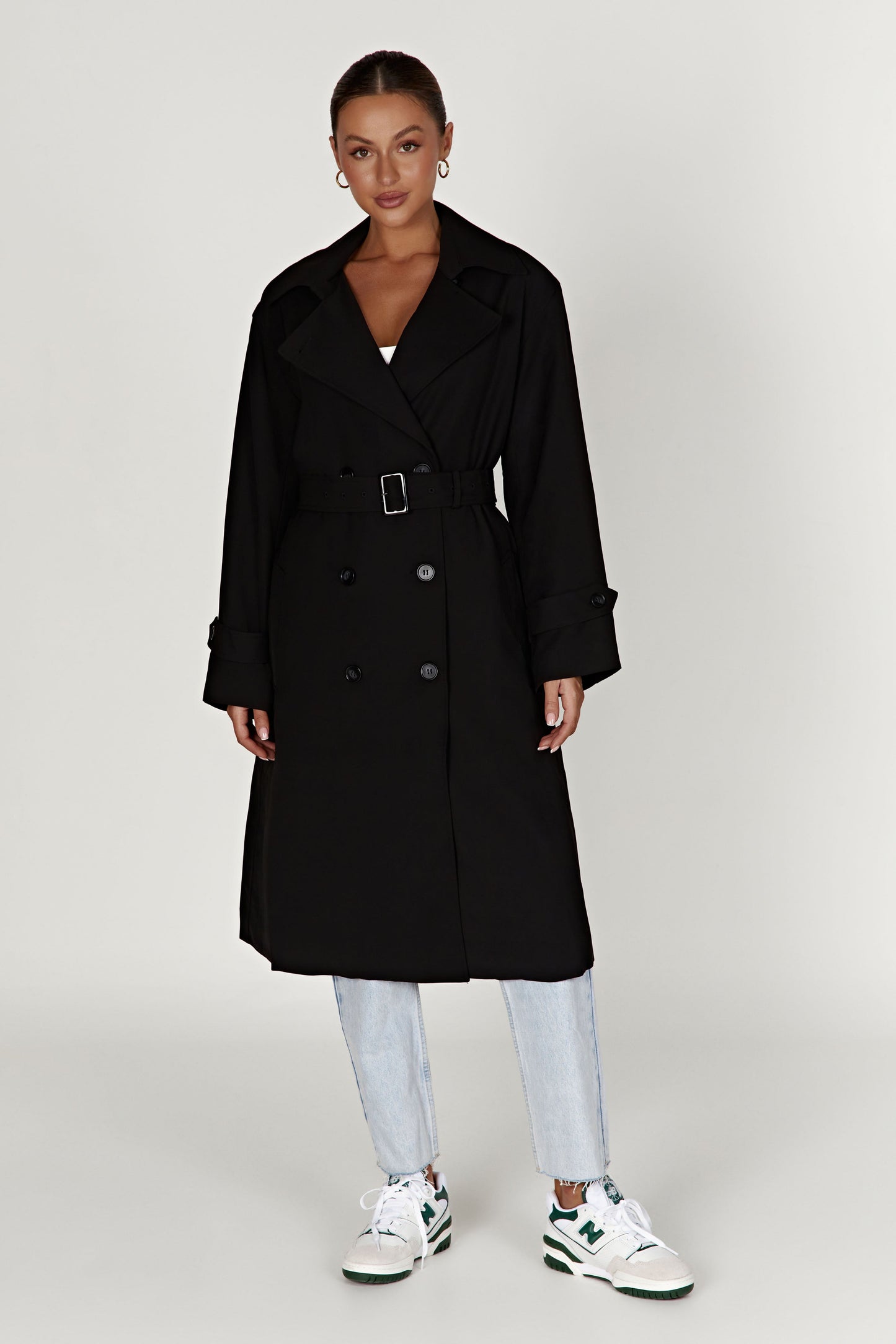 Keily Super Oversized Trench Coat - Black