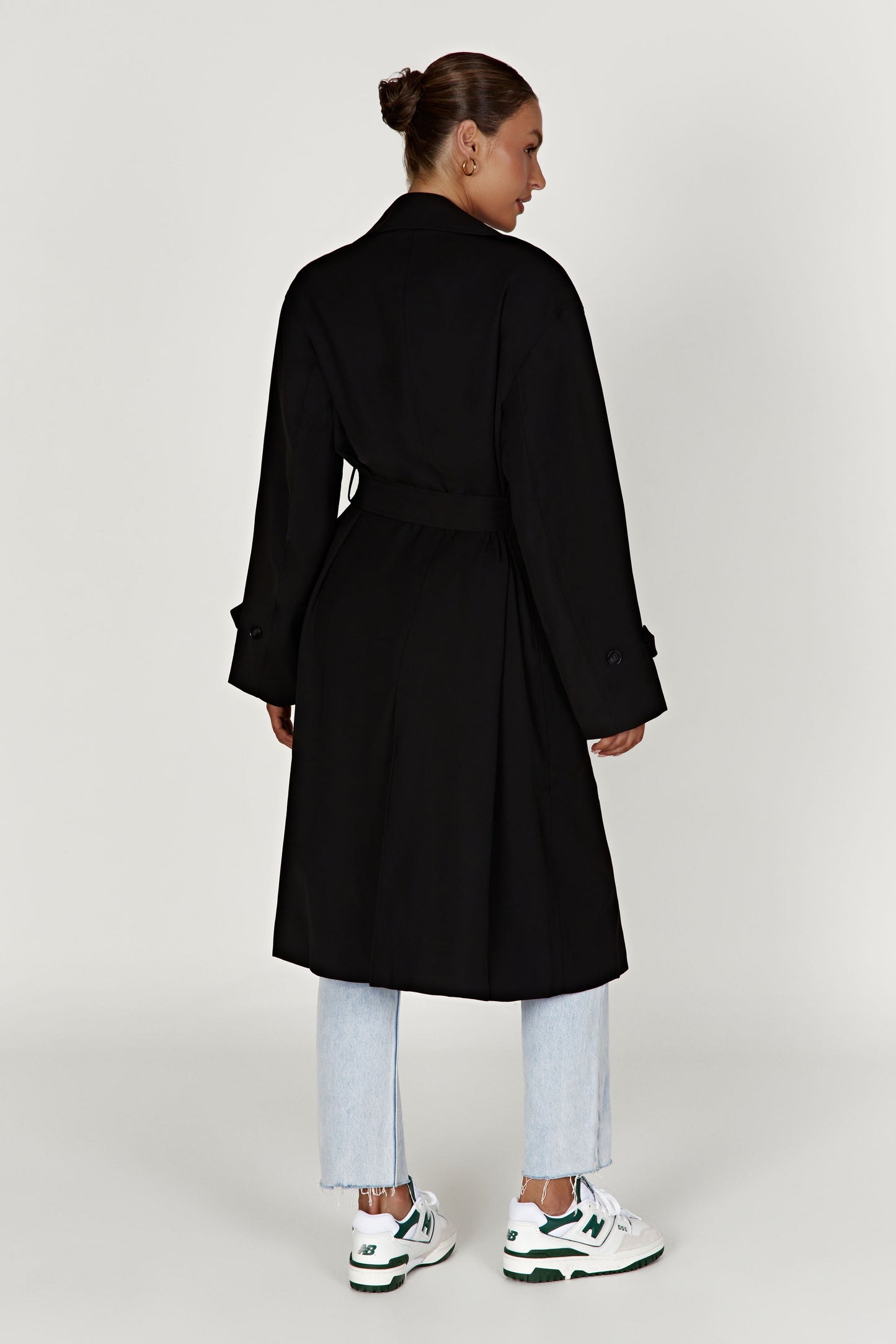 Keily Super Oversized Trench Coat - Black