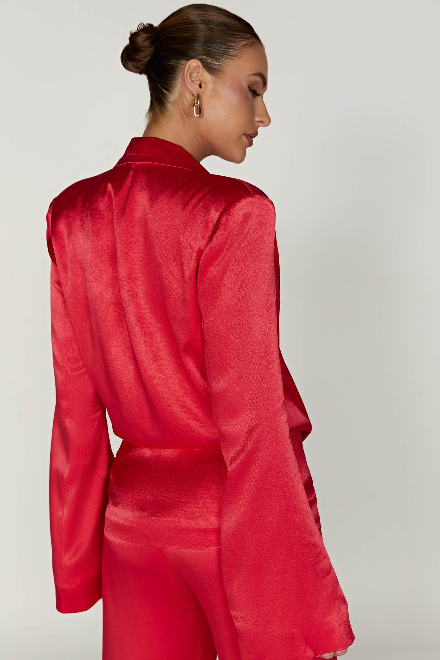 Aspyn Satin Blazer Jacket - Red