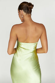 Tyler Strapless Satin Midi Dress - Pistachio Green