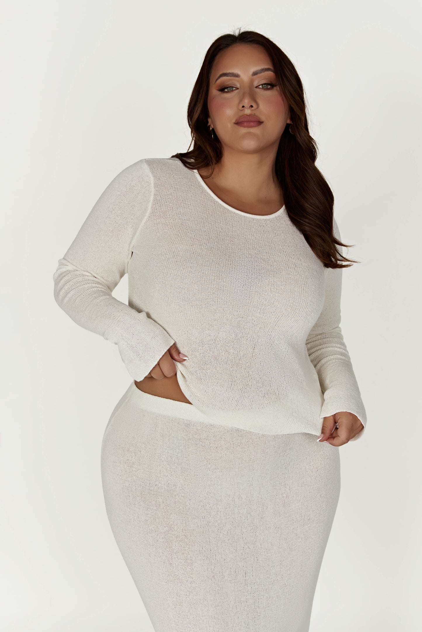 Maribelle Knit Long Sleeve Top - White