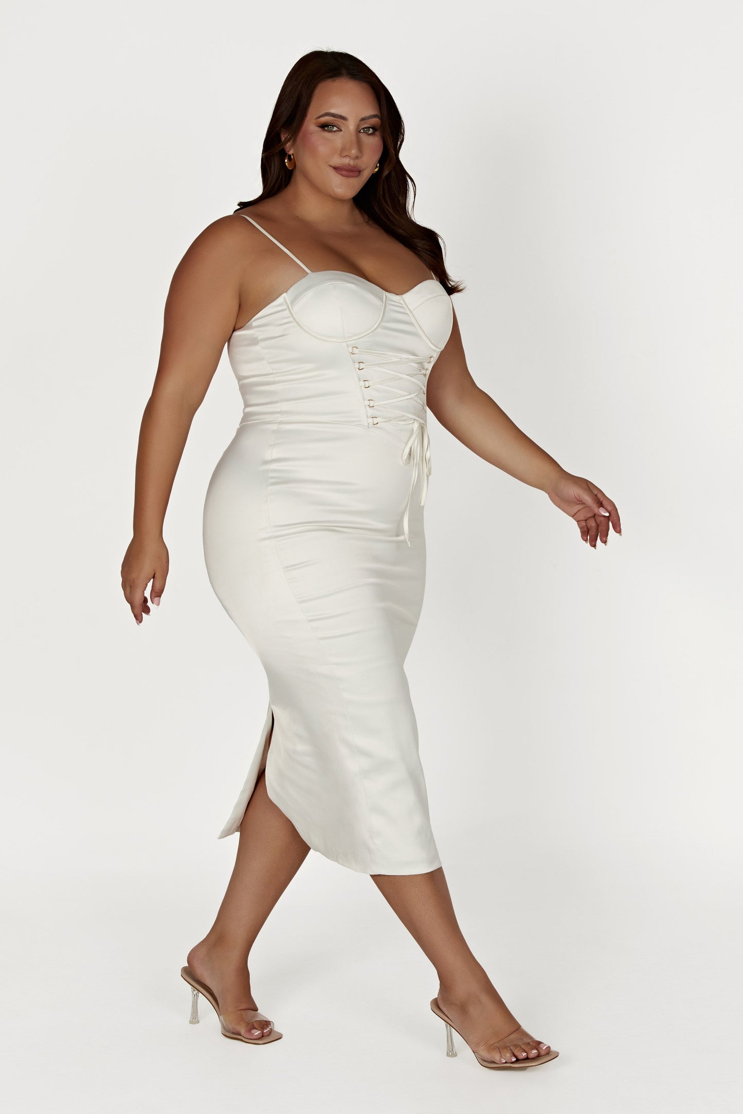 Camelia Corset Midi Dress - Ivory