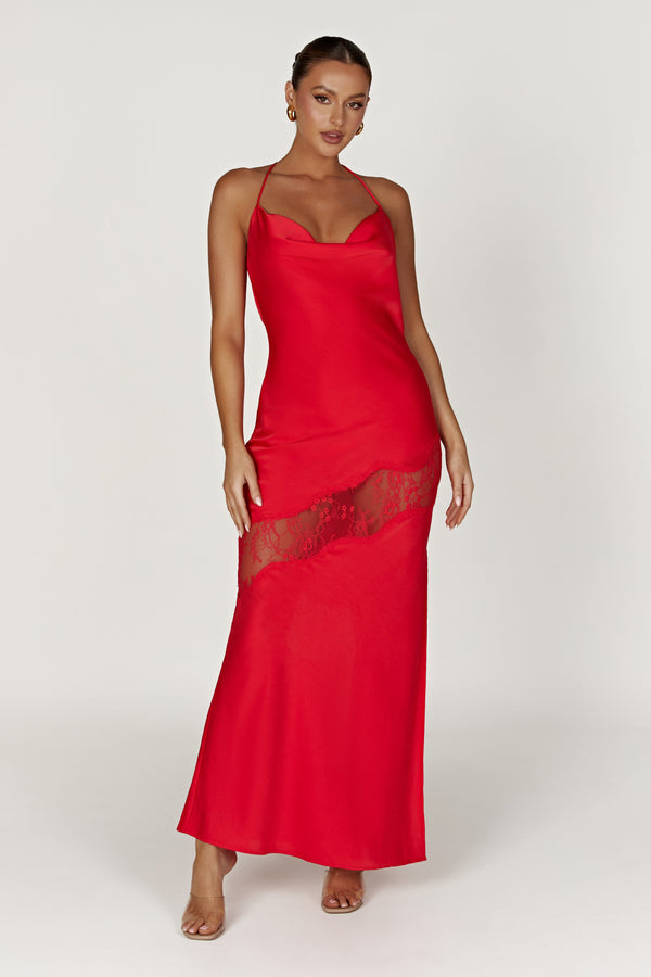 Red Lace Maxi Dress