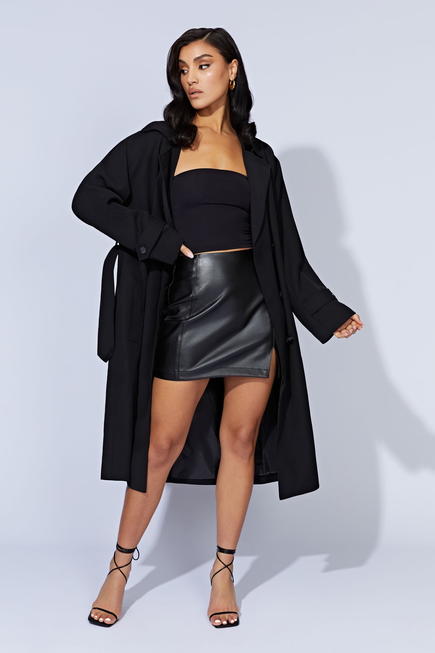 Keily Super Oversized Trench Coat - Black