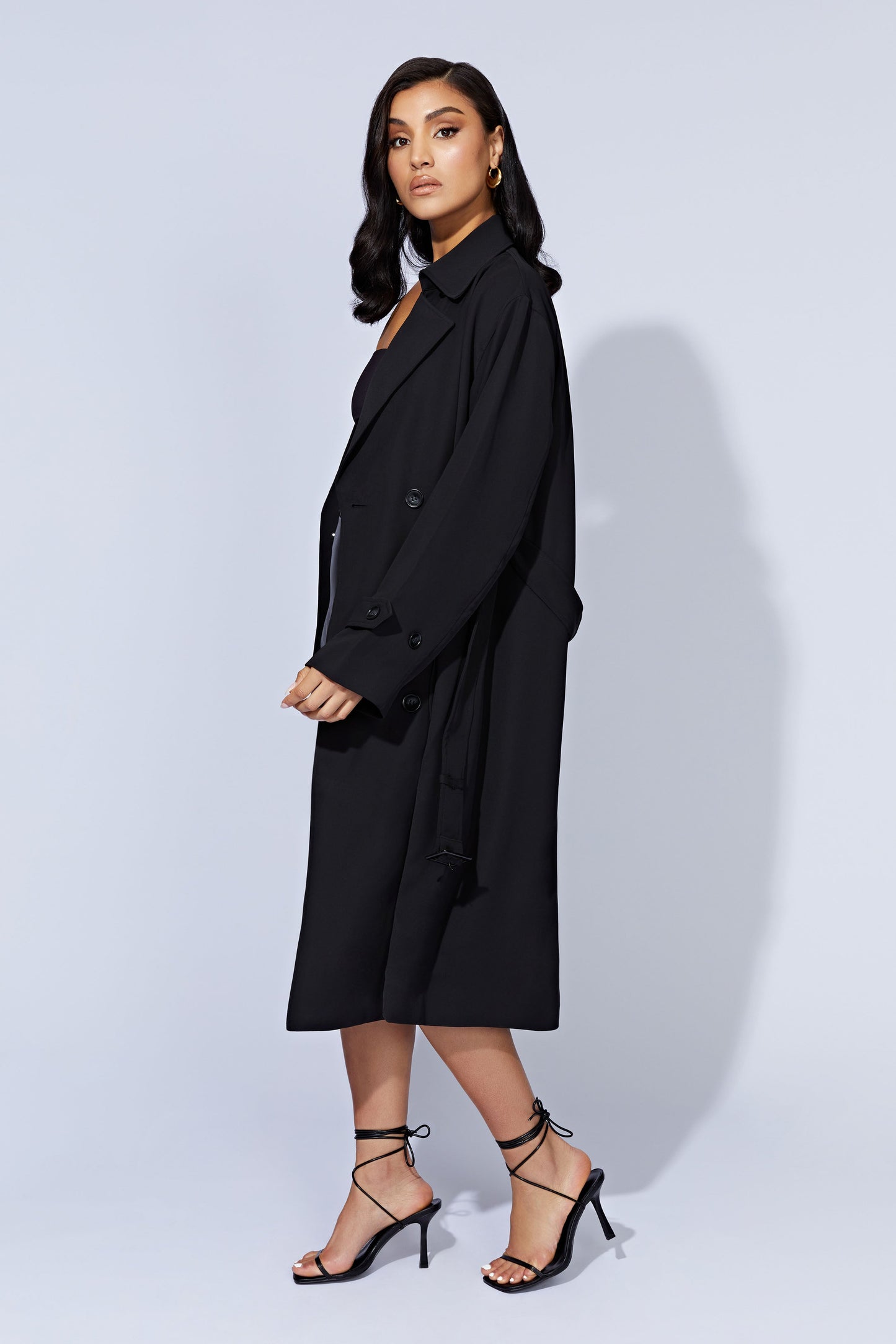 Keily Super Oversized Trench Coat - Black