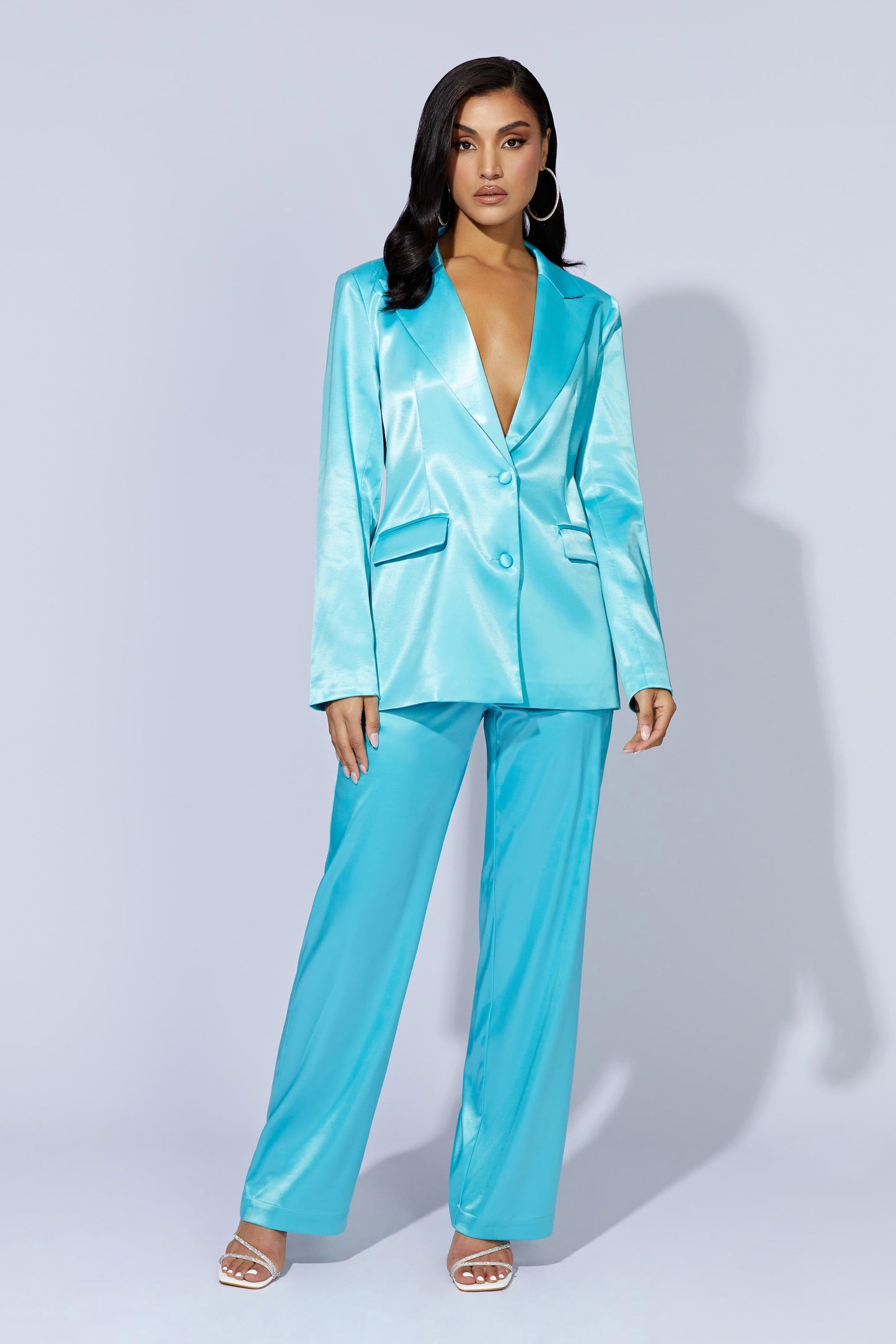 Maeva Satin Blazer - Aquamarine