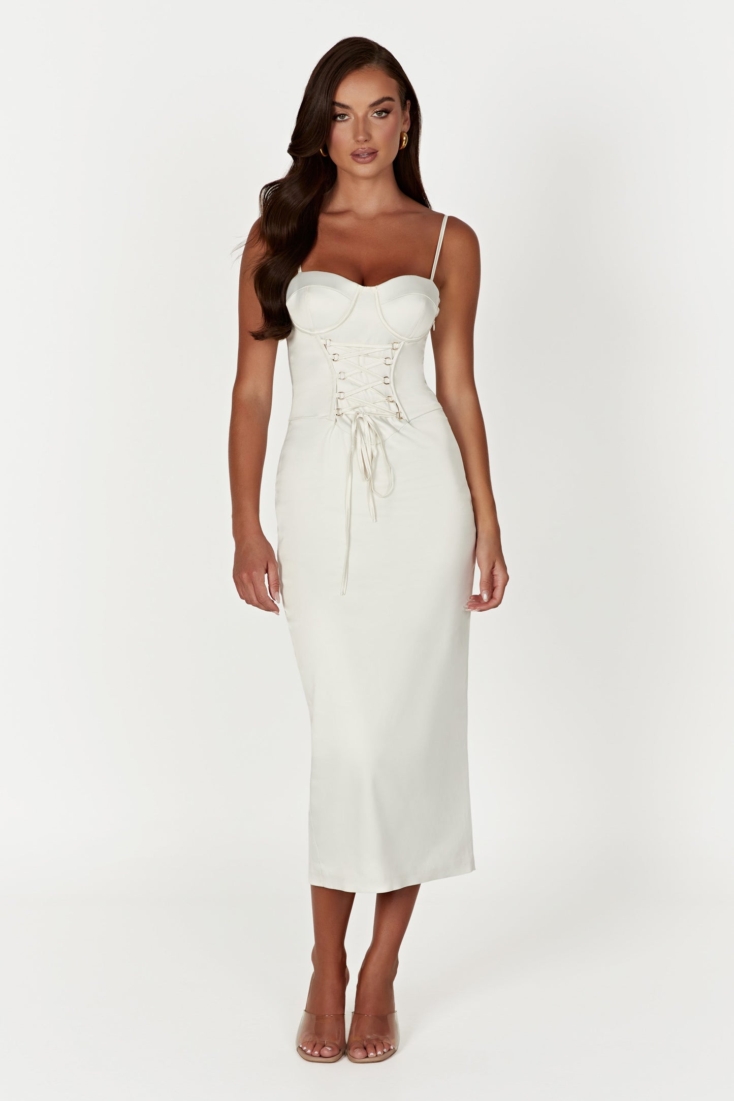 Camelia Corset Midi Dress - Ivory