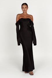 Octavia Lace Corset Maxi Dress - Black