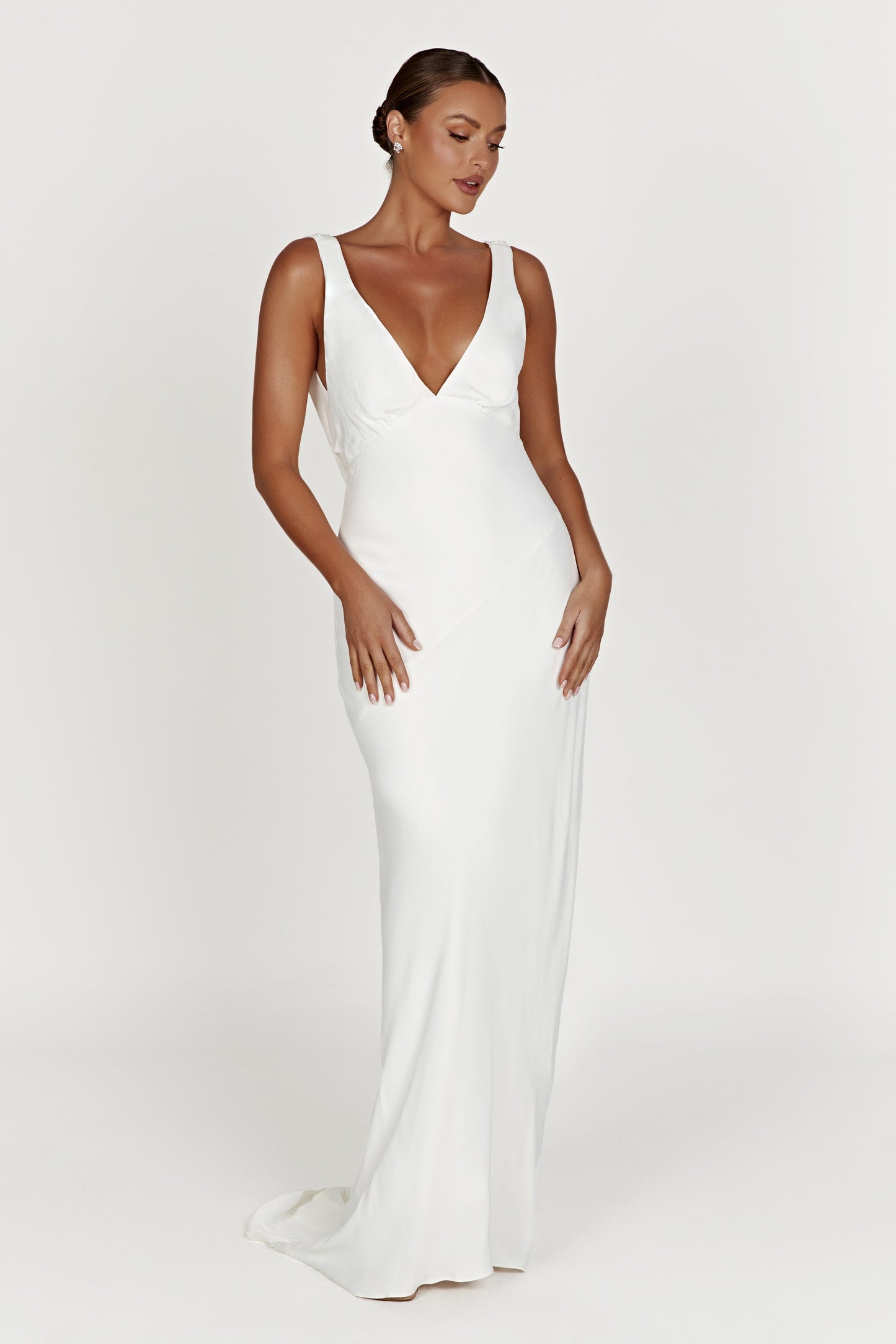 Amanza Maxi Dress With Cowl Back - White