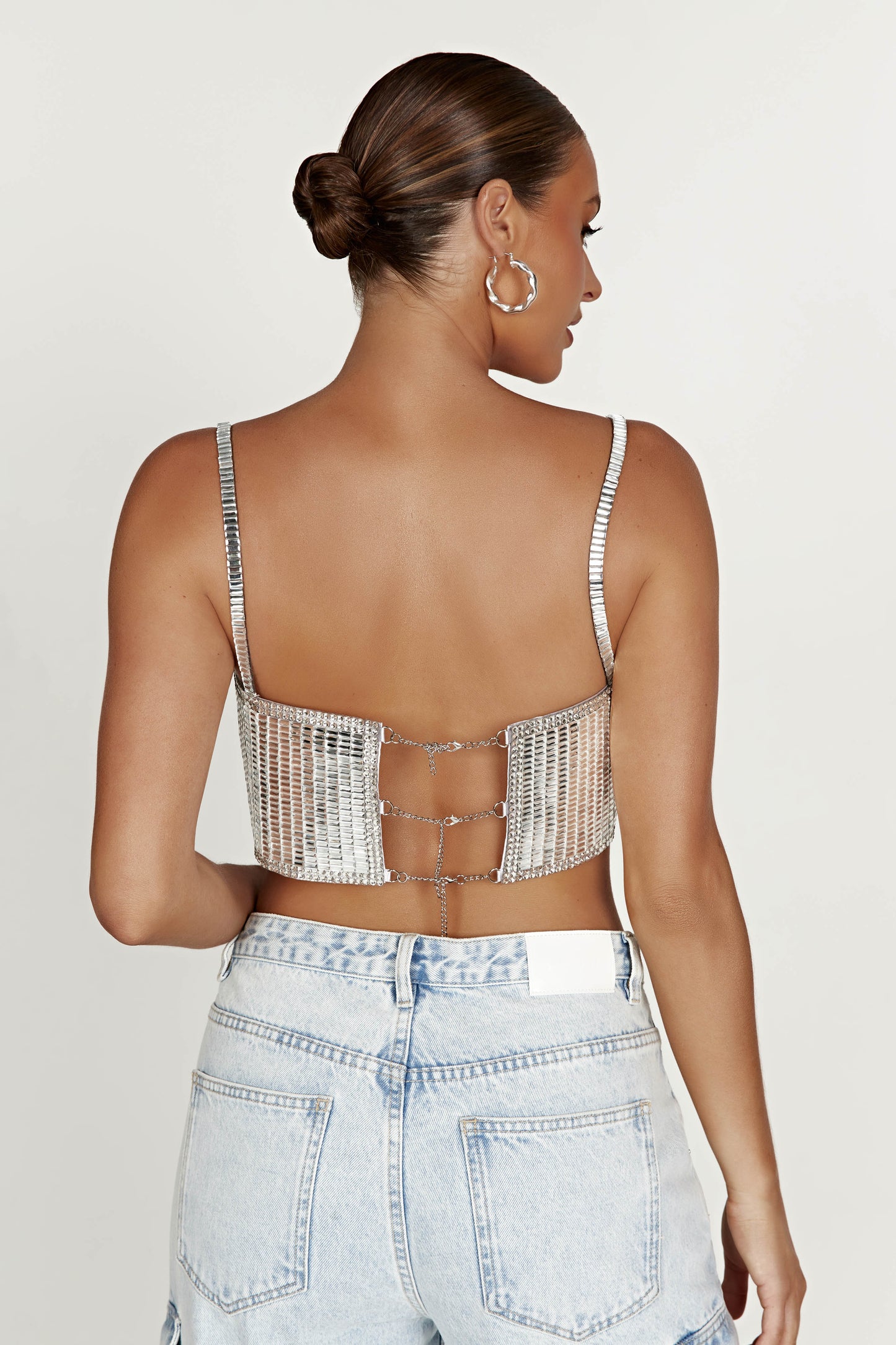 Miriam Mirror Crop Top - Silver