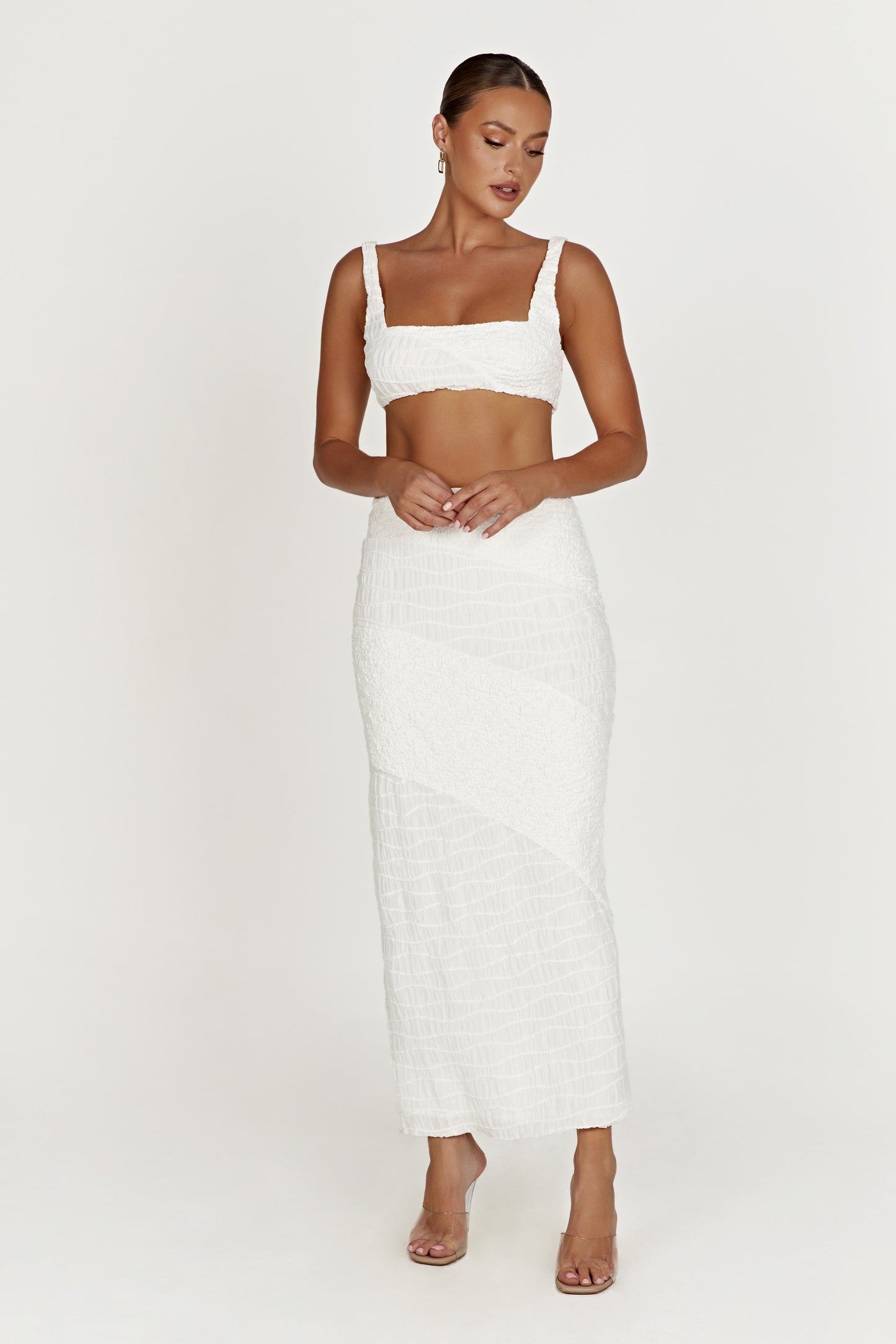 Nyah Textured Crop Top - White