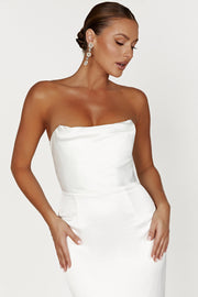 Neeka Strapless Bow Back Mini Dress - White - MESHKI U.S