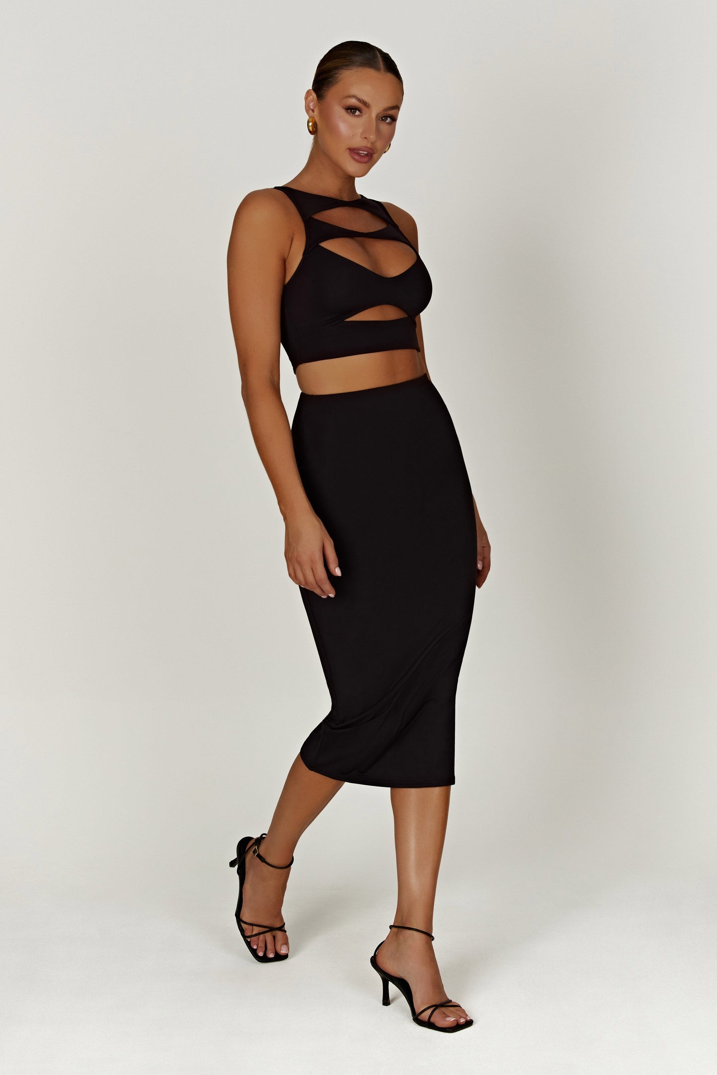 Chloe Cut Out Crop Top - Black