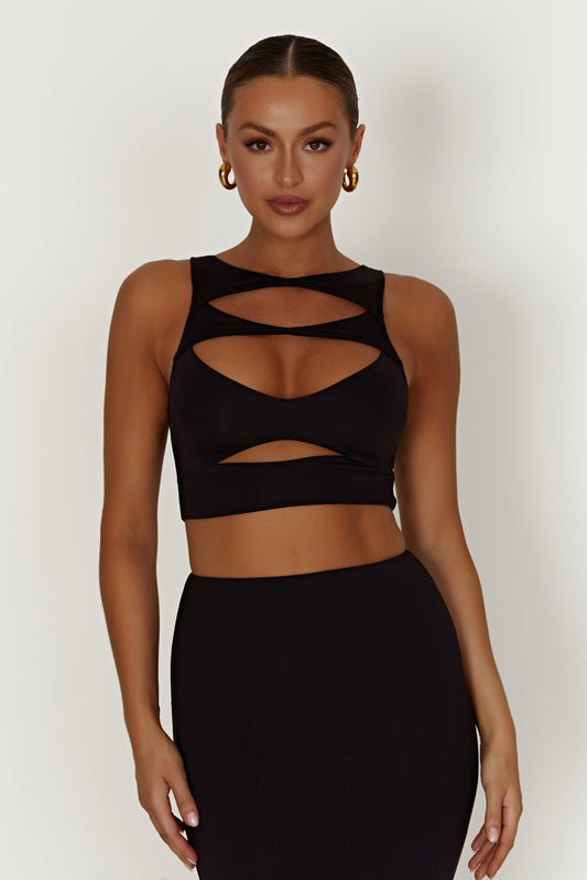 Chloe Cut Out Crop Top - Black