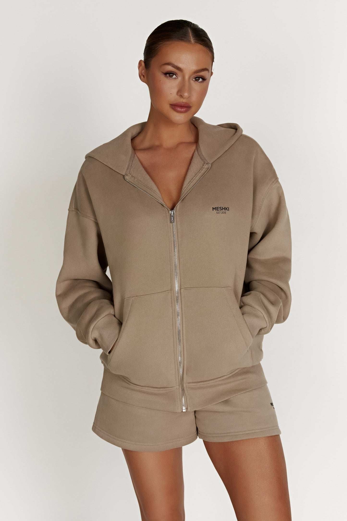 Corrie Unisex Zip Through Hoodie - Cement