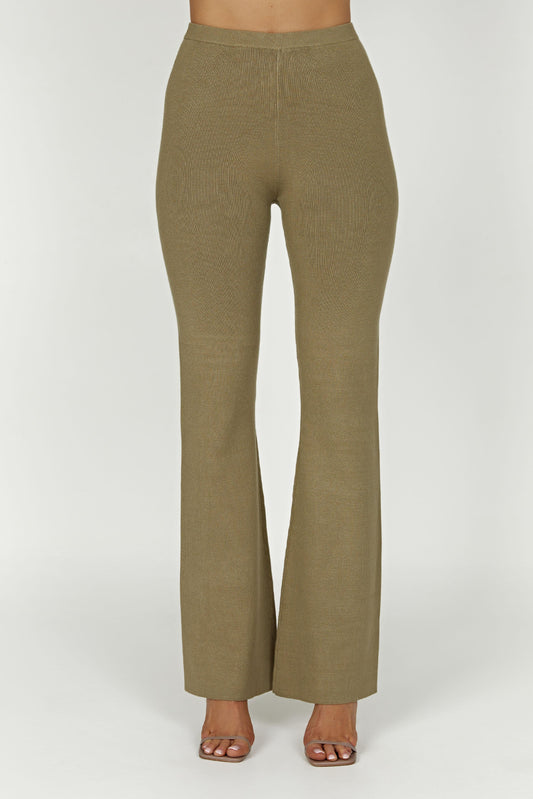 Rosetta Flare Knit Pants - Olive