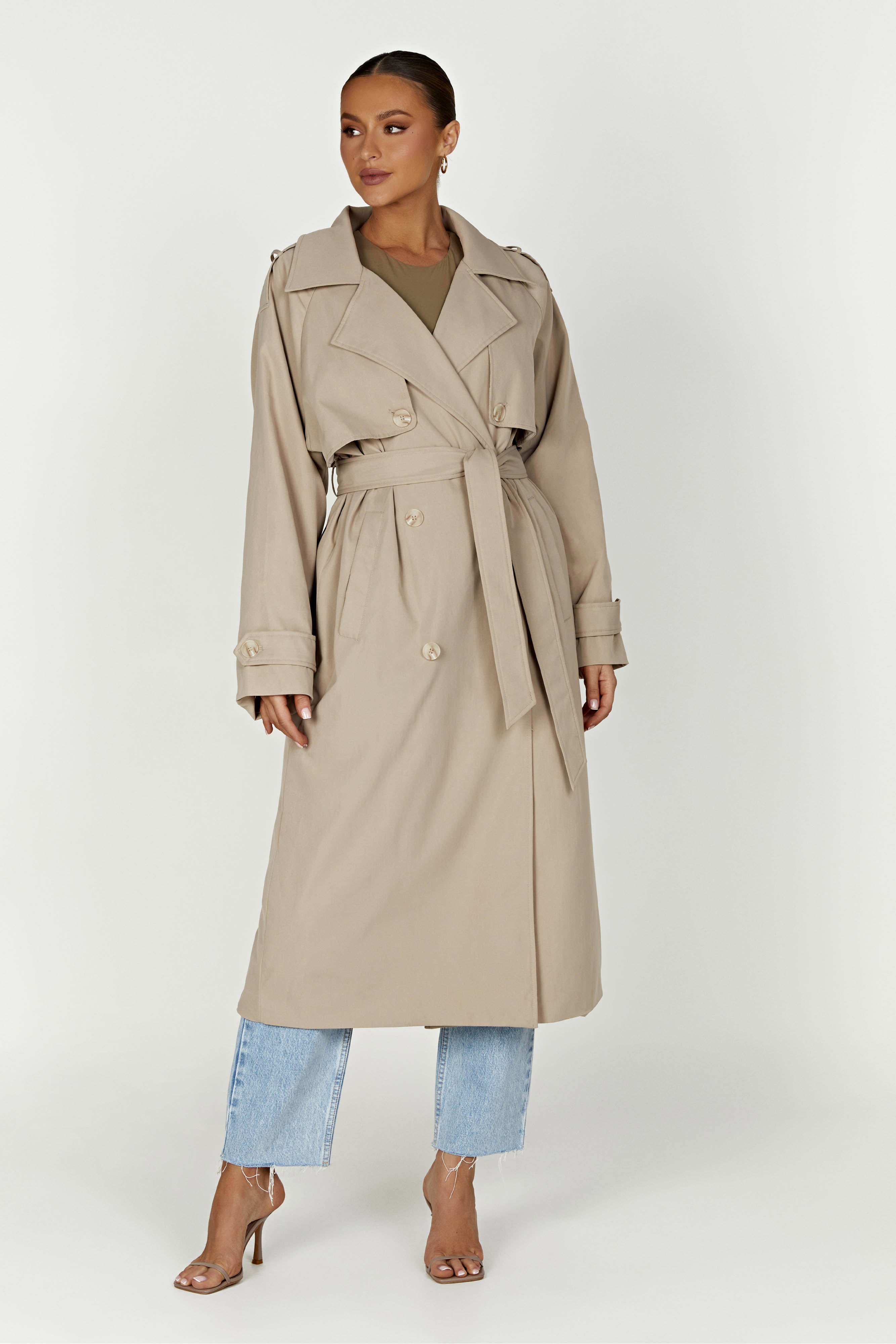 Andreas Oversized Trench Coat - Beige- MESHKI U.S