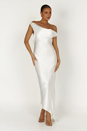 Yvette Slip Maxi Dress With Asymmetrical Hem - Black - MESHKI U.S