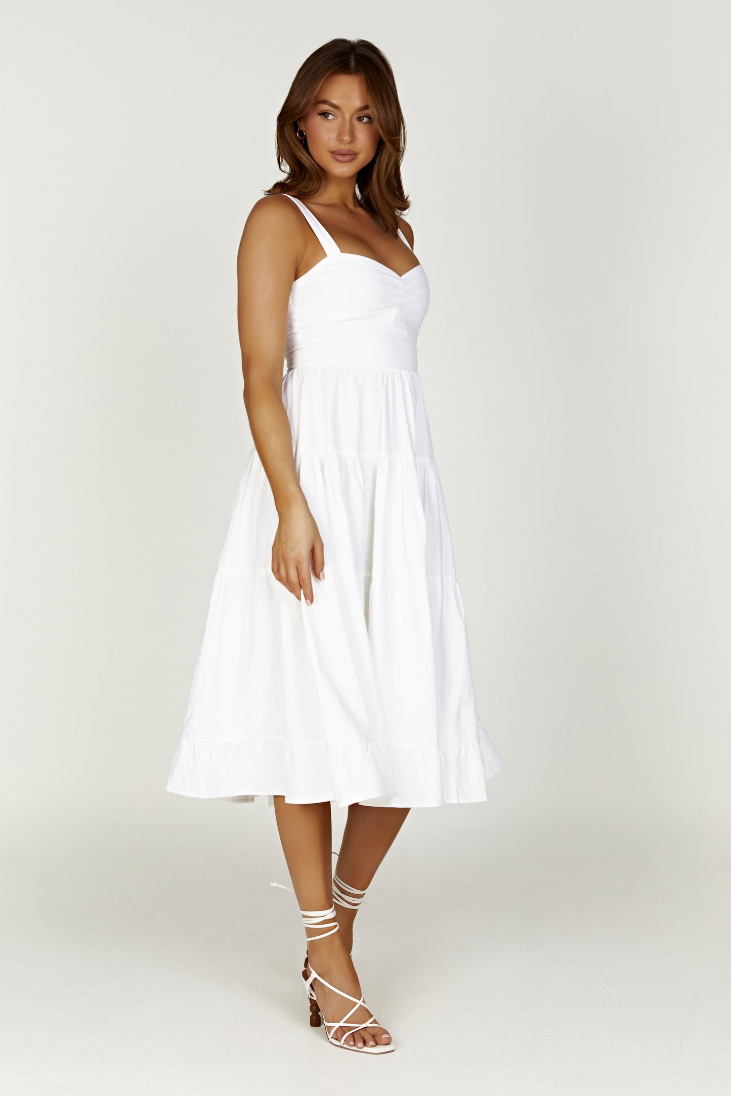 Adriana Linen Midi Dress - White