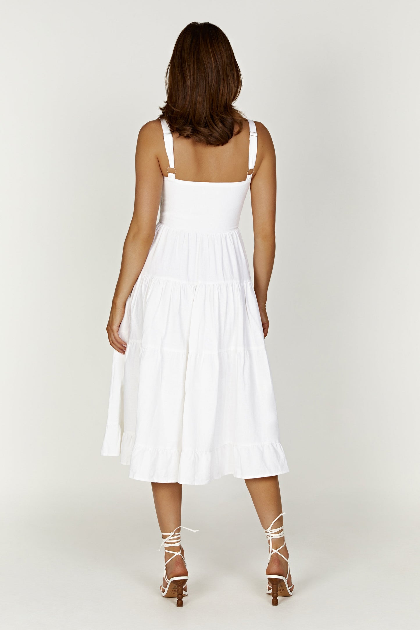 Adriana Linen Midi Dress - White