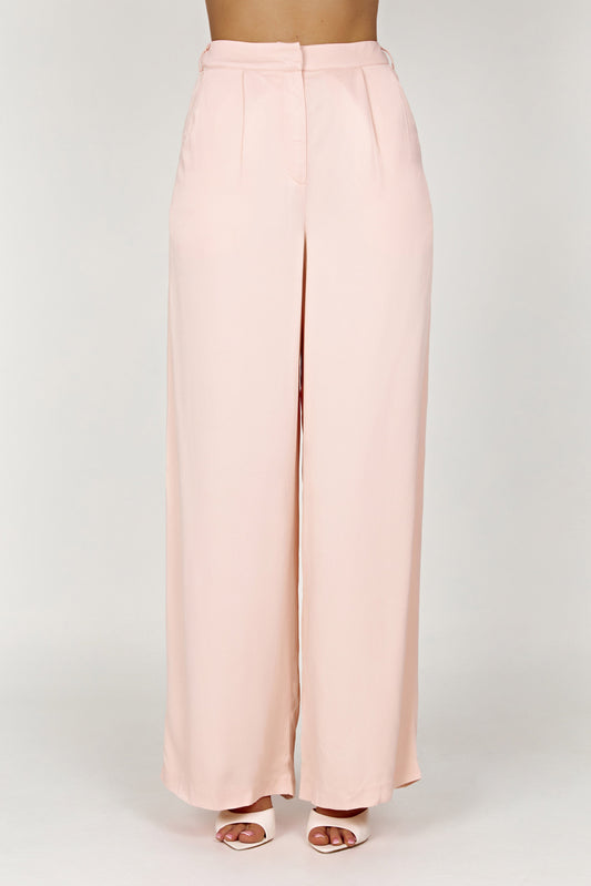 Nour Satin Wide Leg Pant - Apricot