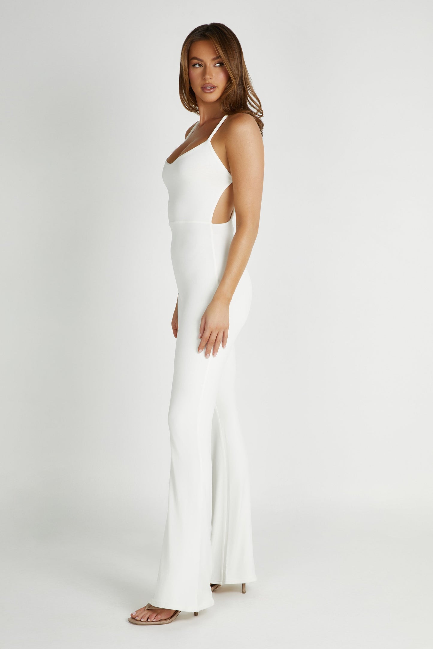 Brinley Slinky Jersey Jumpsuit - White