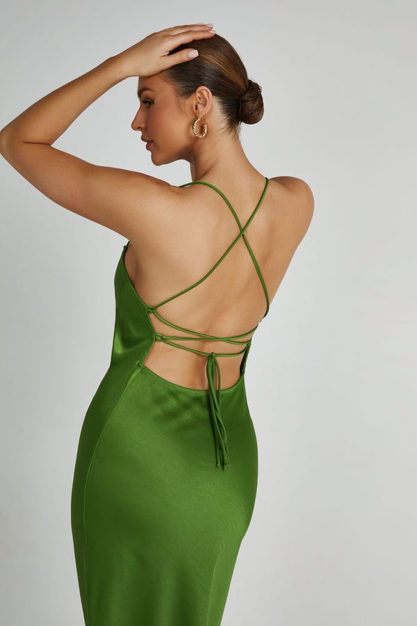Sage Green Straight Neck Maxi Dress
