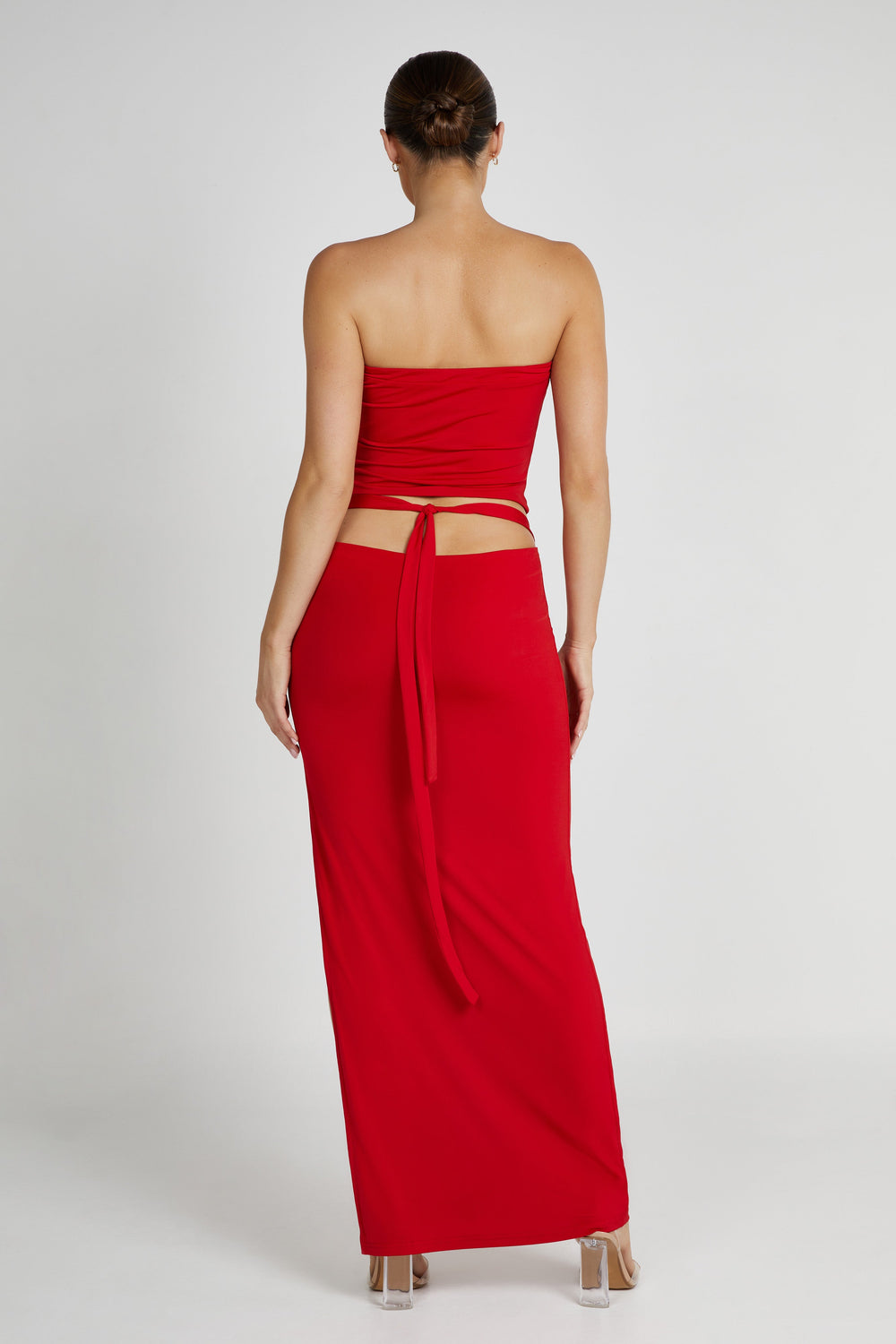 Jeanine Cowl Back Maxi Skirt - Red