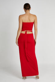 Jeanine Cowl Back Maxi Skirt - Red