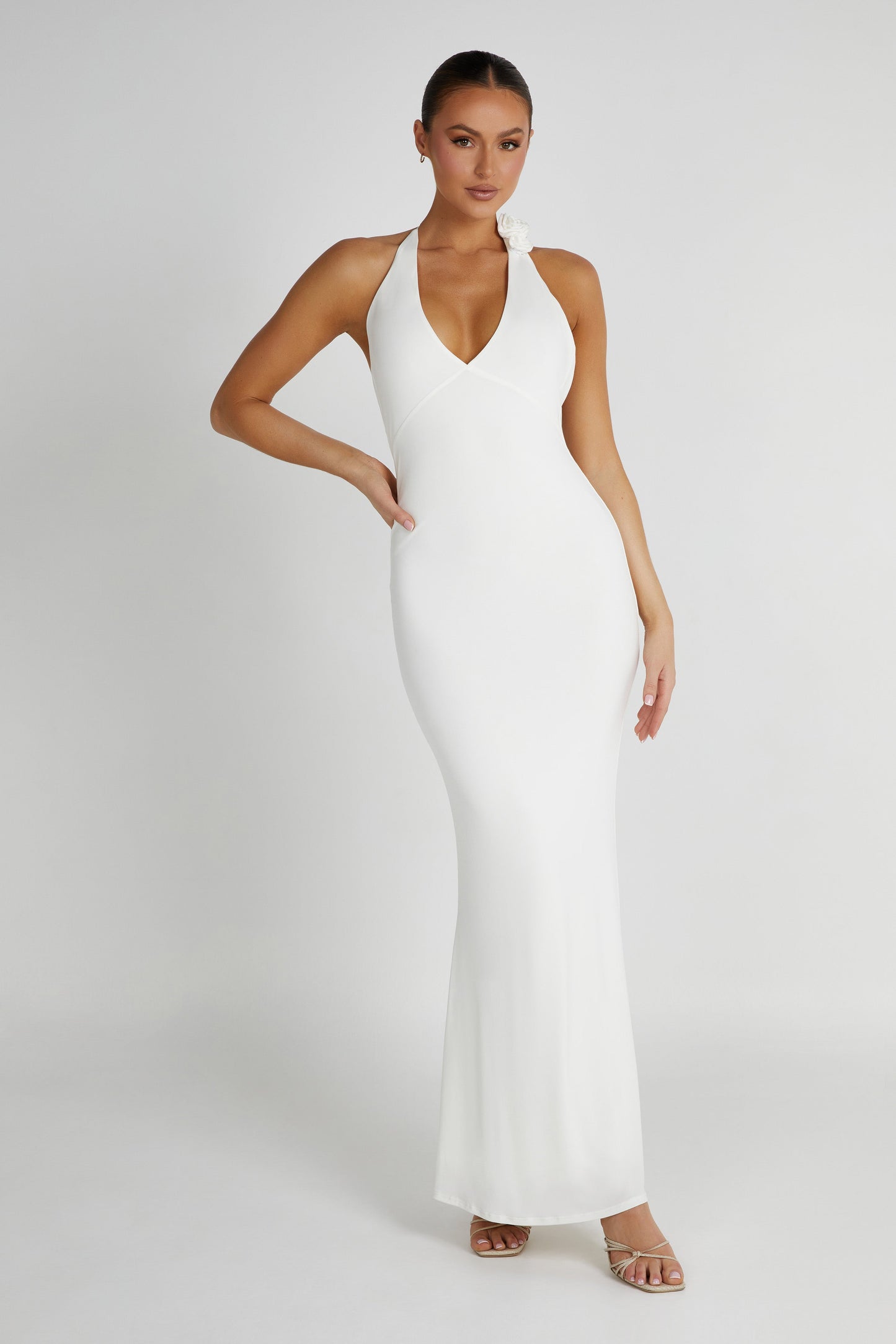 Marion Rose Halter Maxi Dress - White