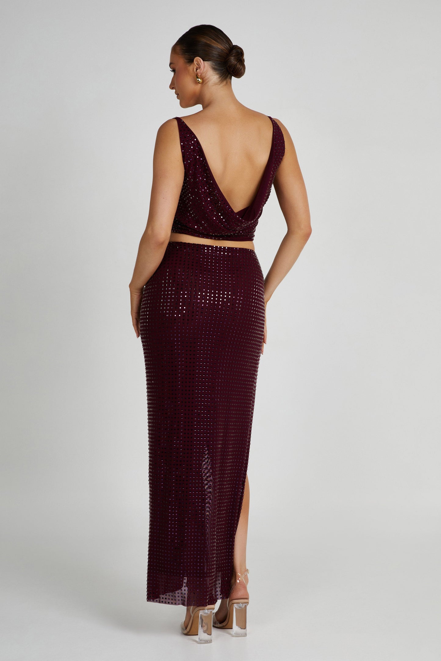 Ellery Square Diamante Maxi Skirt - Berry